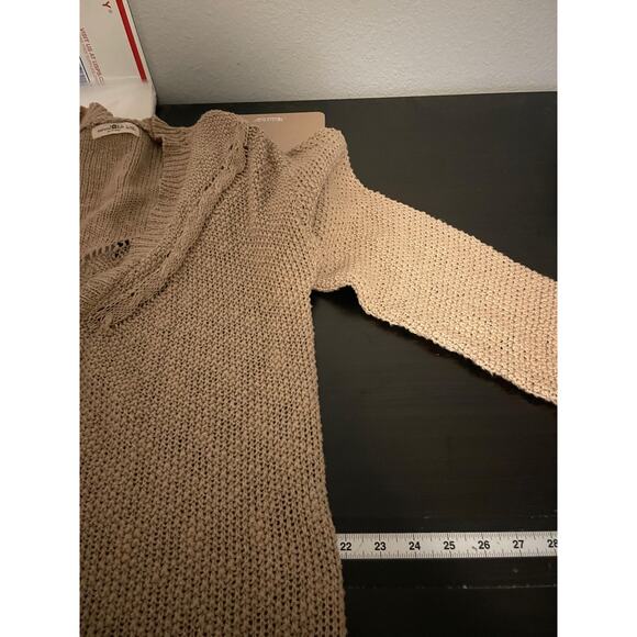 Natural Life Long Duster Cardigan Sweater Womens L XL Tan Knit Cotton Boho - Picture 6 of 8